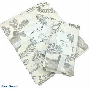 NEW Shabby Chic Easter Silver Bunny Tablecloth 60 x 84 And 4 Napkins Cottagecore